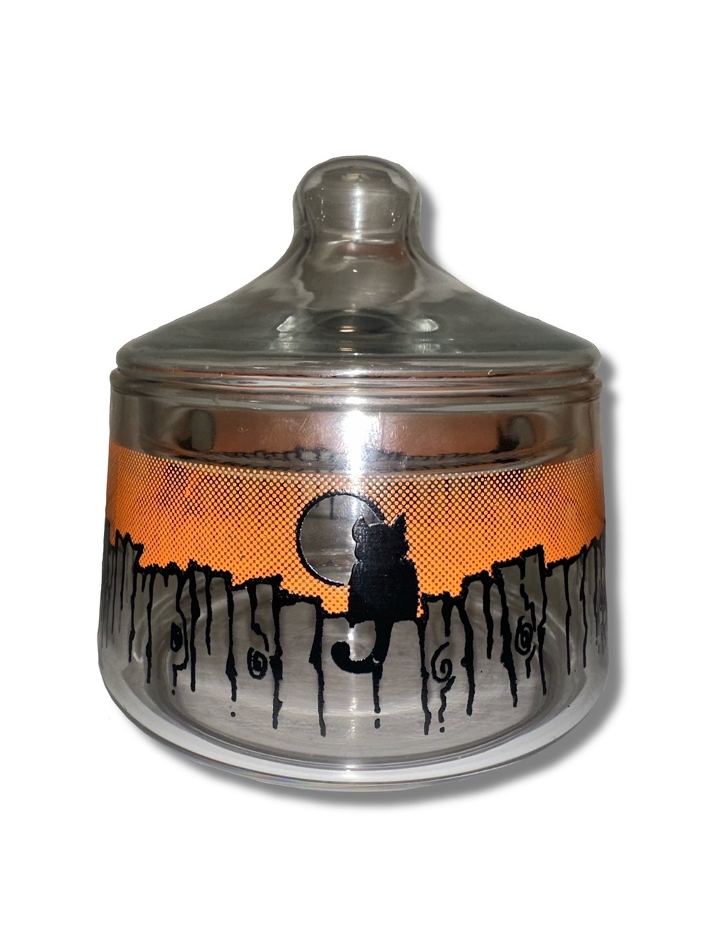 Vtg Indiana Glass Halloween Covered Candy Dish